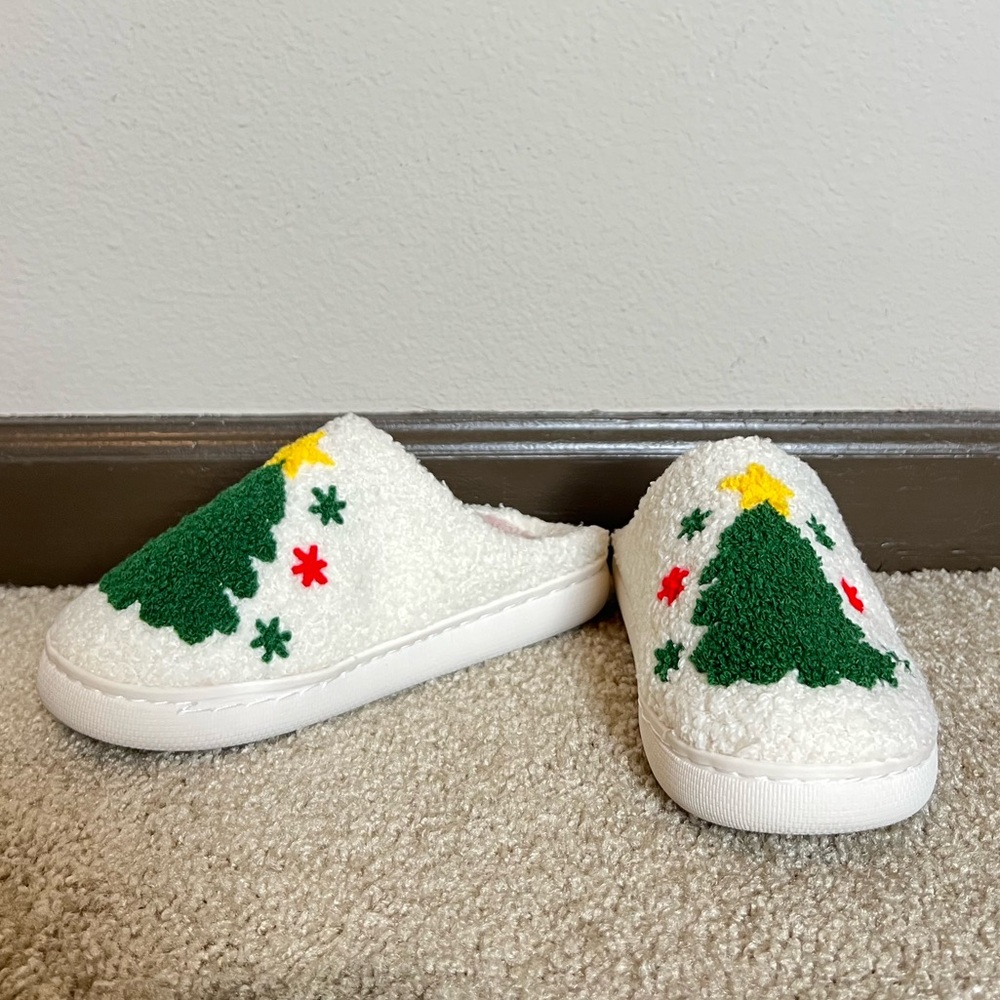 Festive Christmas Tree Slippers